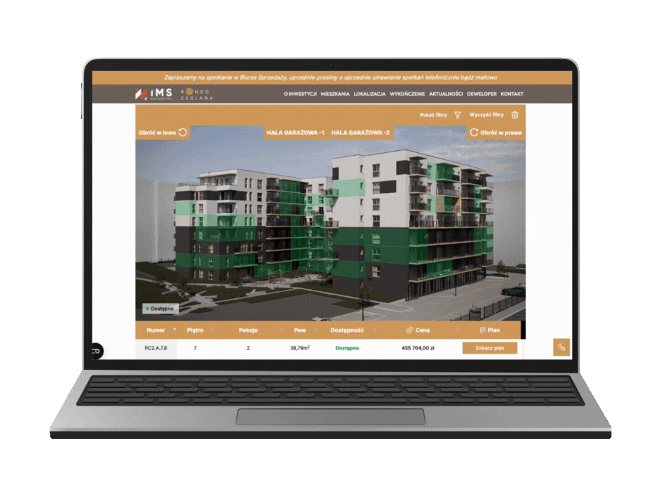 nawigator 3d osiedla budynków wielorodzinnych z wyborem mieszkania i lokalu