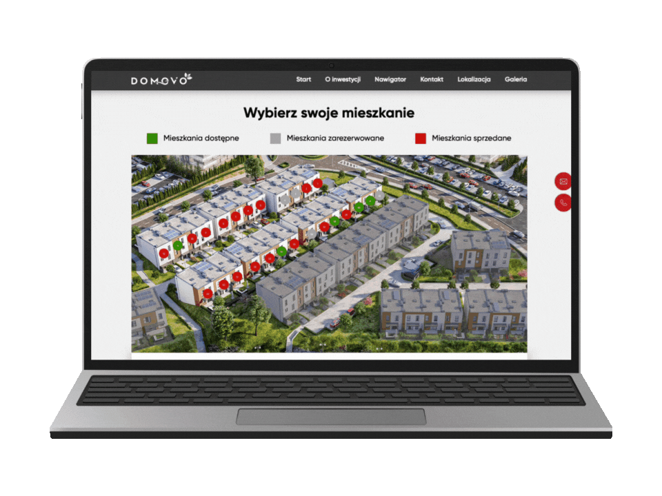 nawigatory 3D; makiety interaktywne; interaktywne wizualizacje 3D na stronę www inwestycji deweloperskiej (osiedle wielorodzinne)