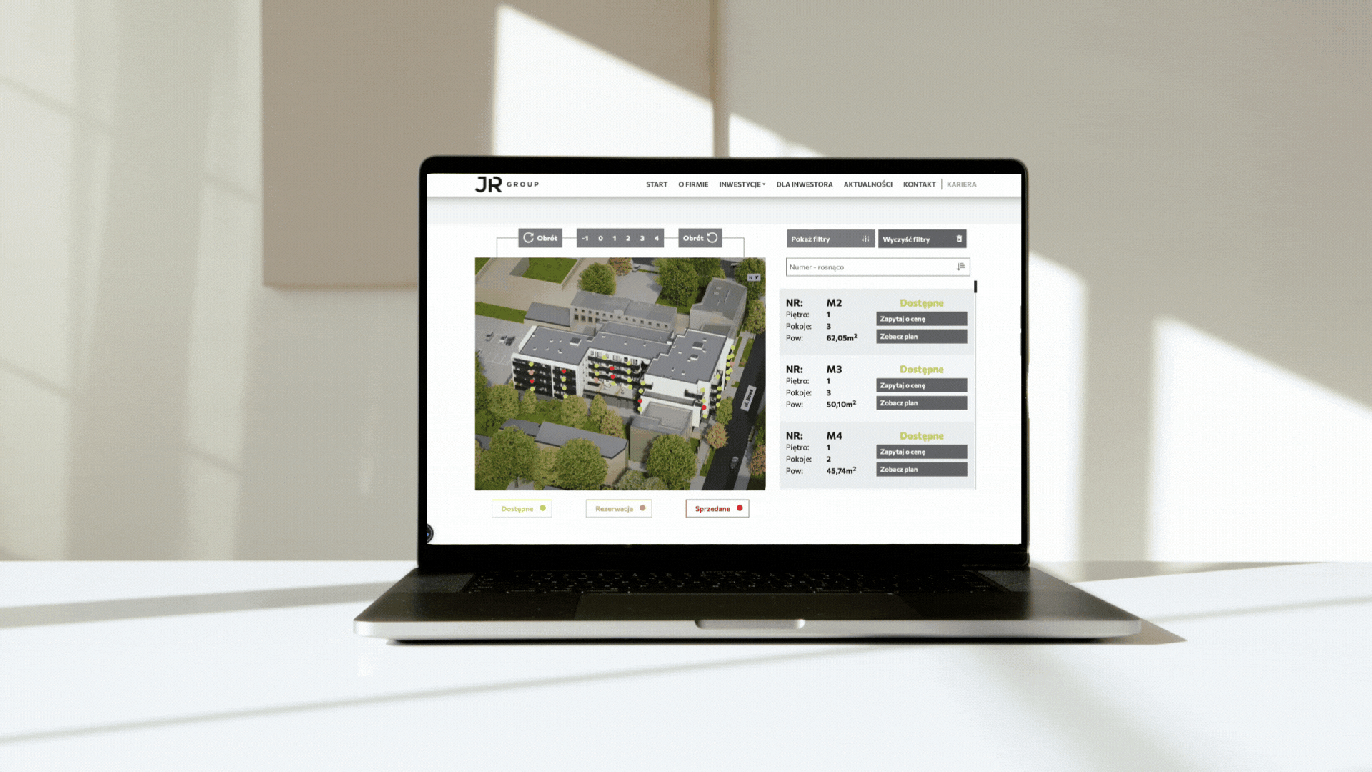 nawigatory 3D; makiety interaktywne; interaktywne wizualizacje 3D, makieta interaktywna na stronę www dewelopera firmy rendart